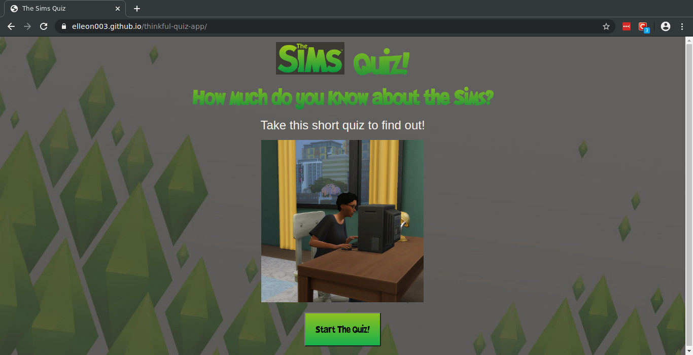 Screenshot of My Sims Quiz App